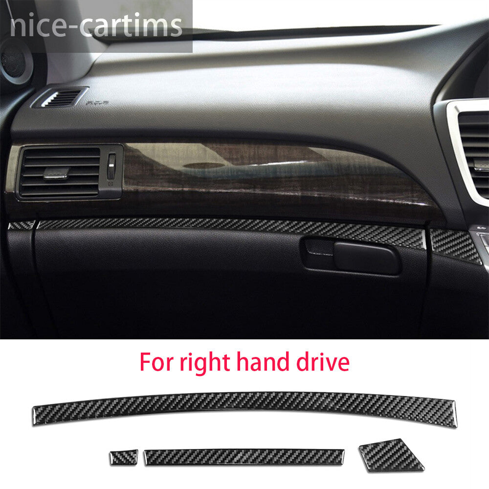 for Honda Accord 2014-17 RHD Center Console Lower Strips Panel Trim Carbon Fiber