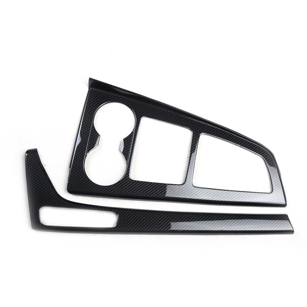 Console Gear Shift Frame Cover Trim 2PCS Fit for Audi A4L 2017-2019 Carbon Fiber