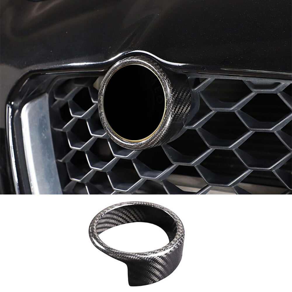 Carbon Fiber Front Car Logo Decorative Ring Trim for Alfa Romeo Giulia 2017-20