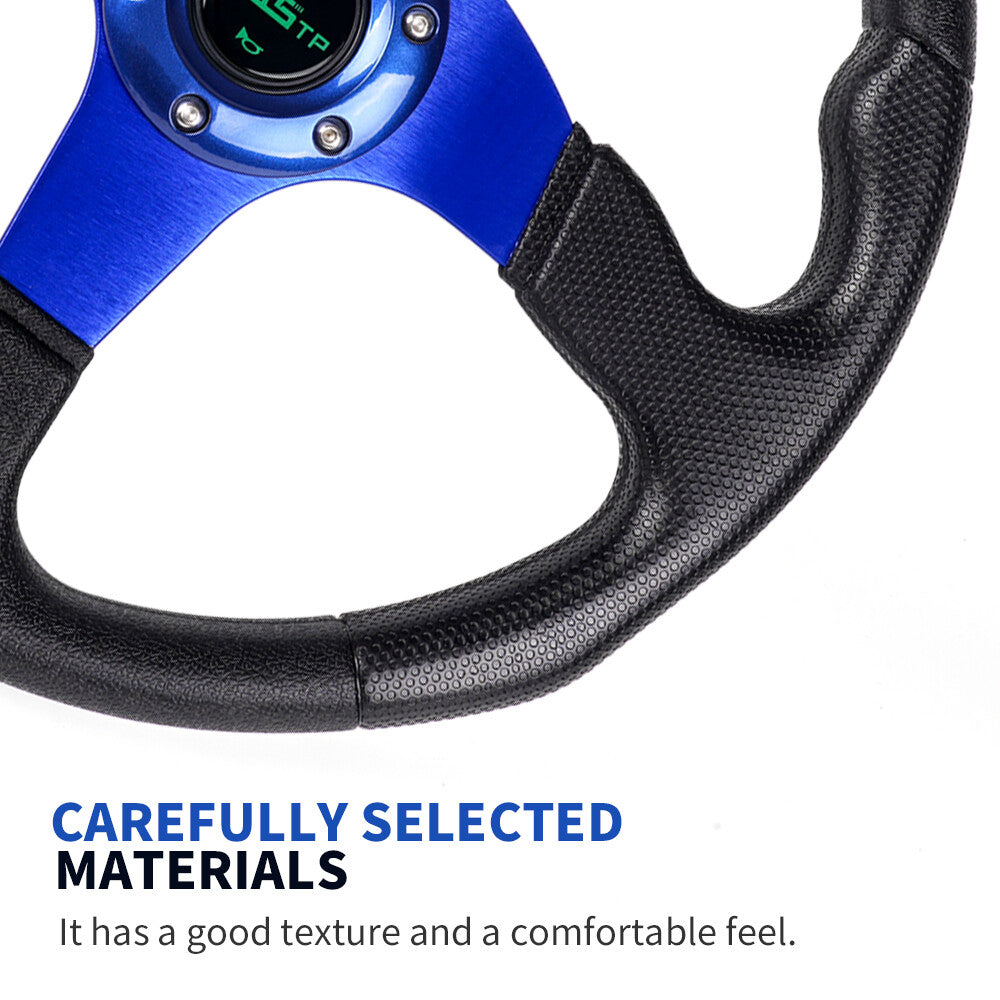 14 340mm Universal Drifting Racing Steering Wheel Aluminum 6 Bolt Blue