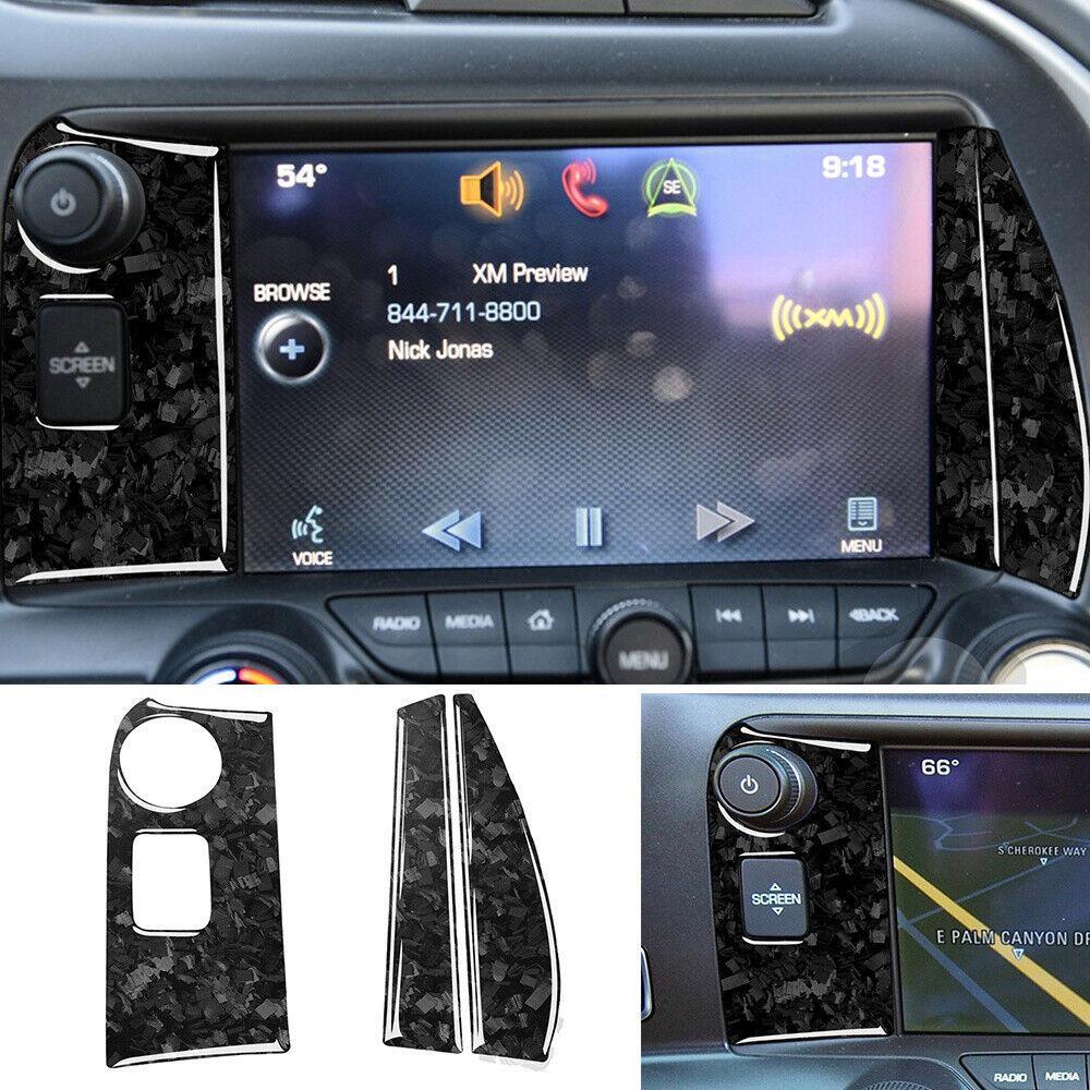 GPS Navigation Side Trim for Chevrolet for Corvette C7 2014-2019 Forged Carbon Fiber