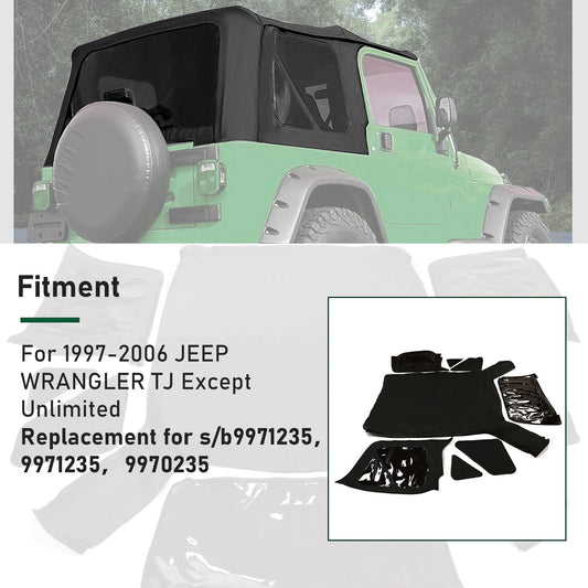 4xSoft top Replacement 97-06 w/Tinted Windows Black Vinyl for Jeep for Wrangler TJ