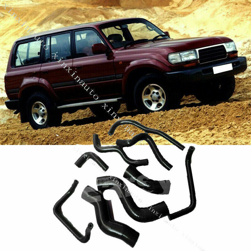 for Land Cruiser LC/FZJ80 1991-1997 black HPS Silicone Radiator+Heater Hose Kit