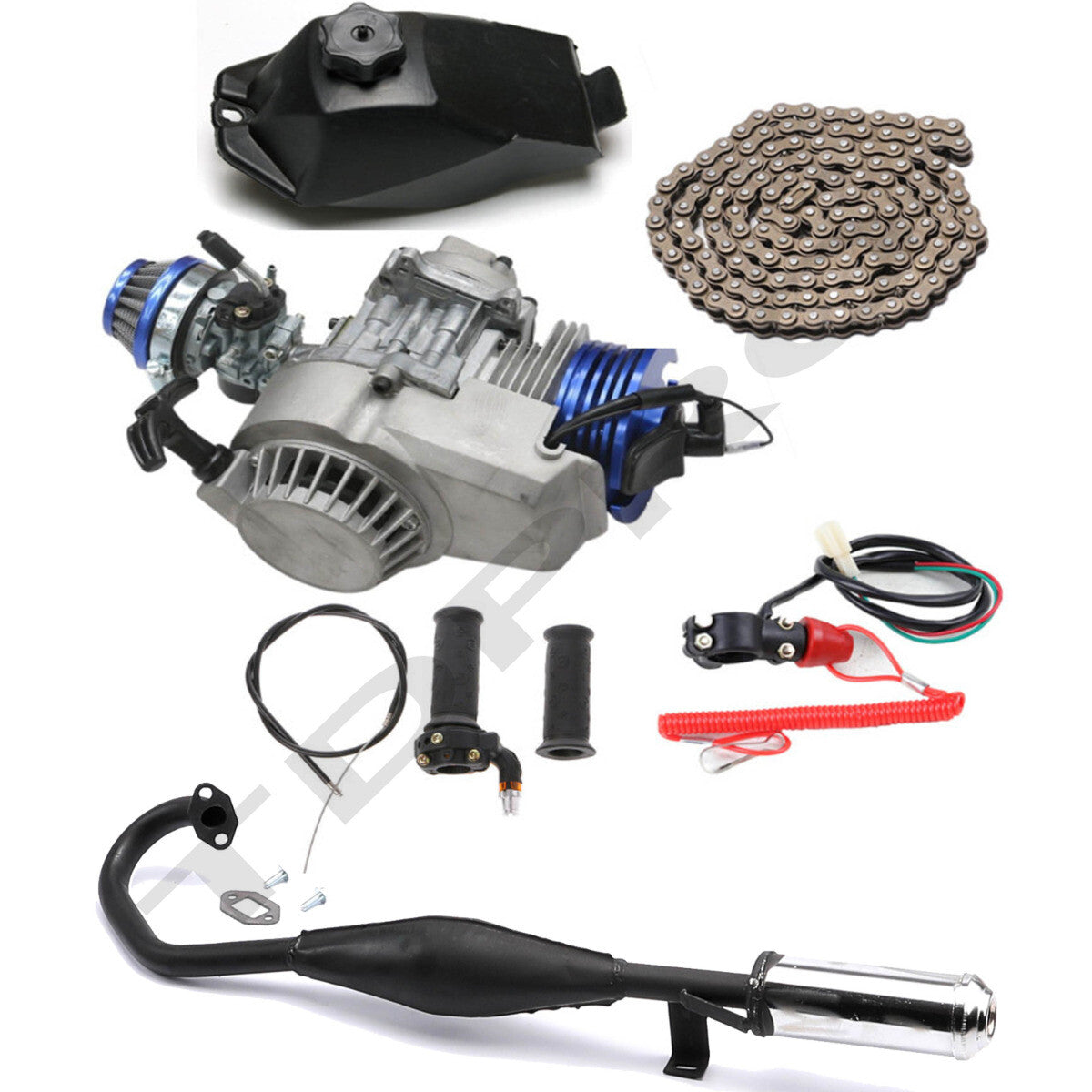 2-stroke 49cc racing engine, electric motor pull start, suitable for mini pocket/dirty bike/all-terrain vehicle.