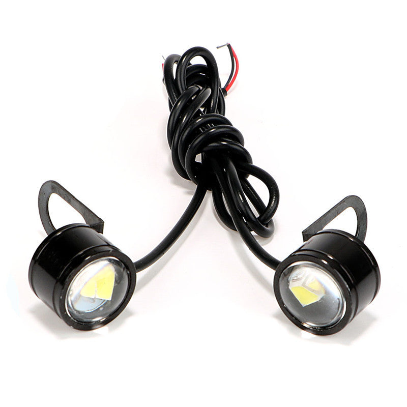 2 Pcs Motorcycles Mirror Handlebar Rearmirror DRL Headlight White Waterproof LED