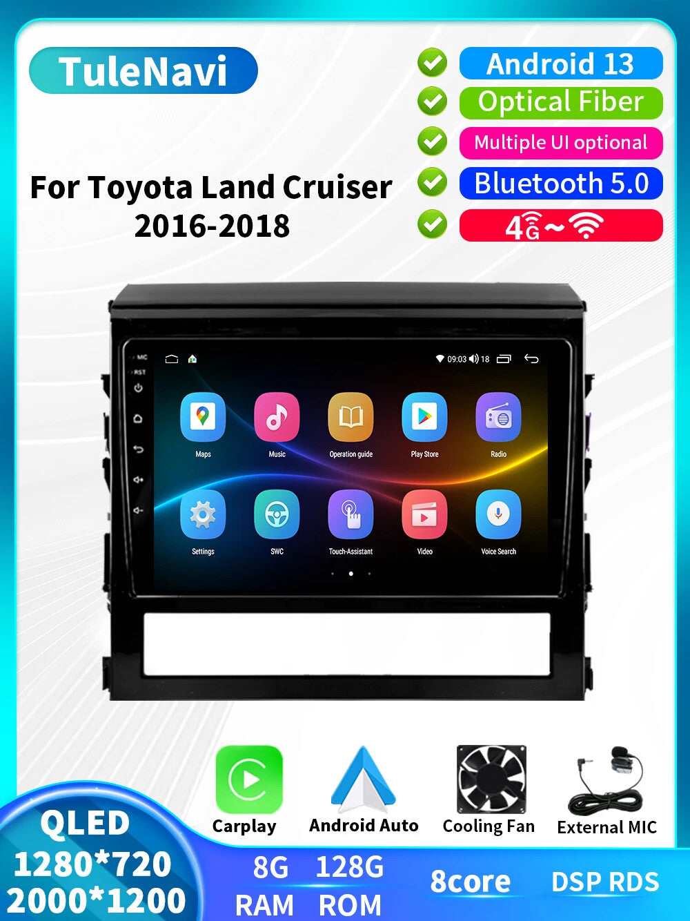 for Toyota for Land Cruiser 2016-2018 Carplay Car Radio Auto Video Player Screen GPS