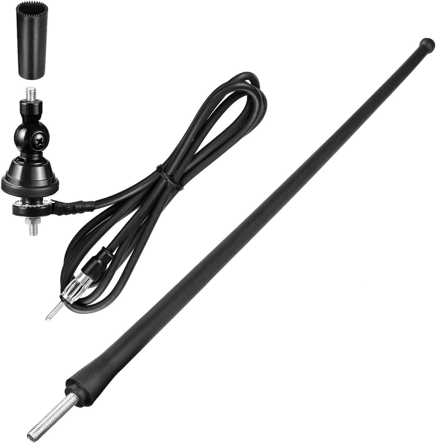 Universal 16 Flexible Rubber Antenna Mast w/ Ball Base Car Audio Stereo Radio