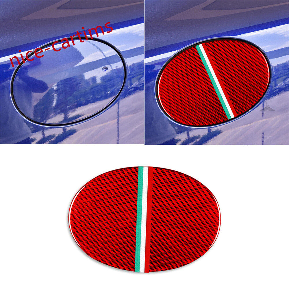 Red Carbon Fiber Fuel Filler Tank Cover Door Gas Cap for Alfa Romeo Giulia 17-21