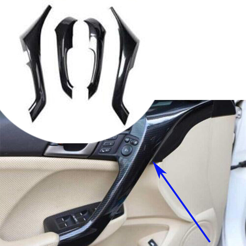 For AUTO for Acura TSX 2009-2014 Carbon Fiber Interior Door Armrest Lock Cover Trim