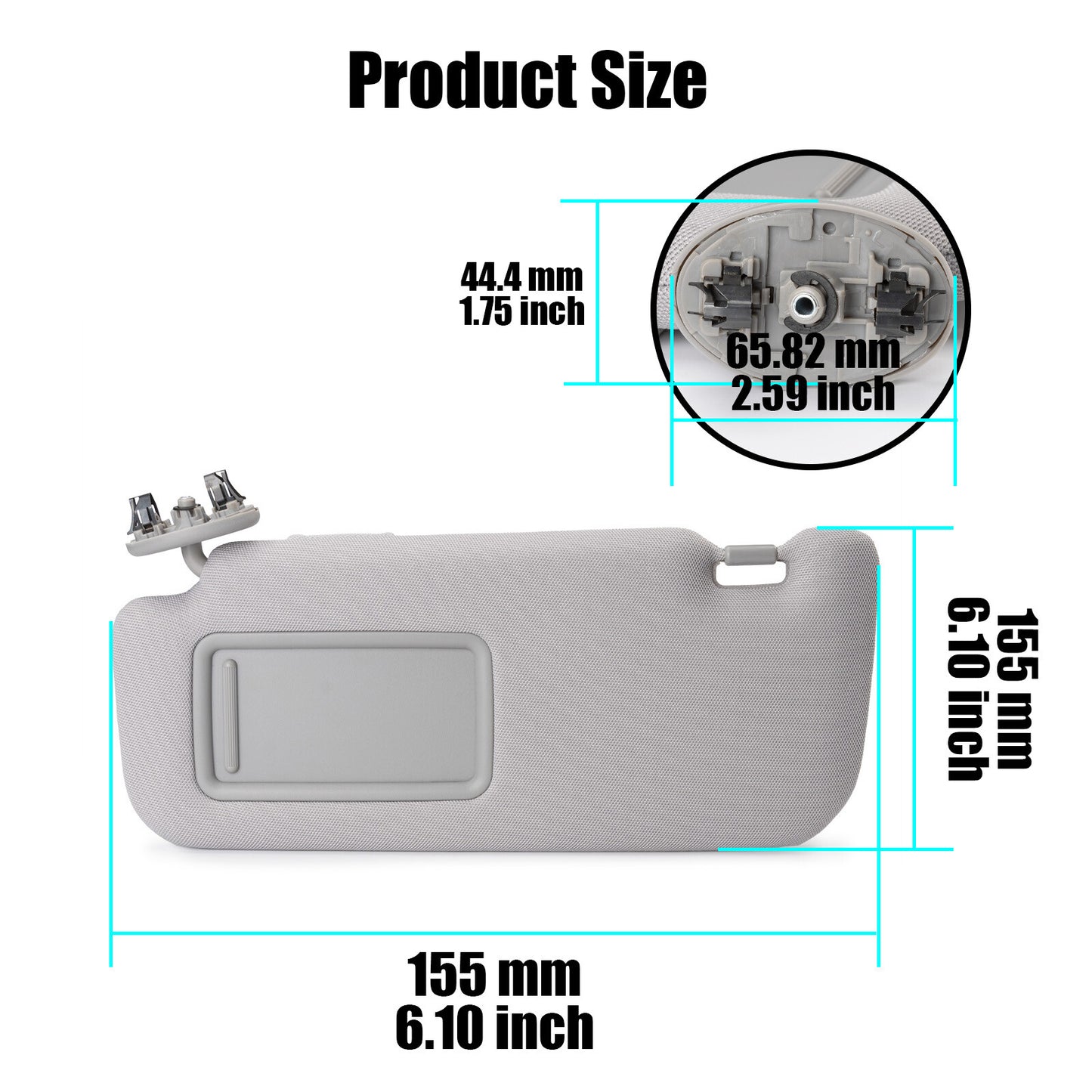 74320-02711-E0 Grey Left Driver Side Sun Visor For 2009-2013 for Toyota for Corolla 1.8L