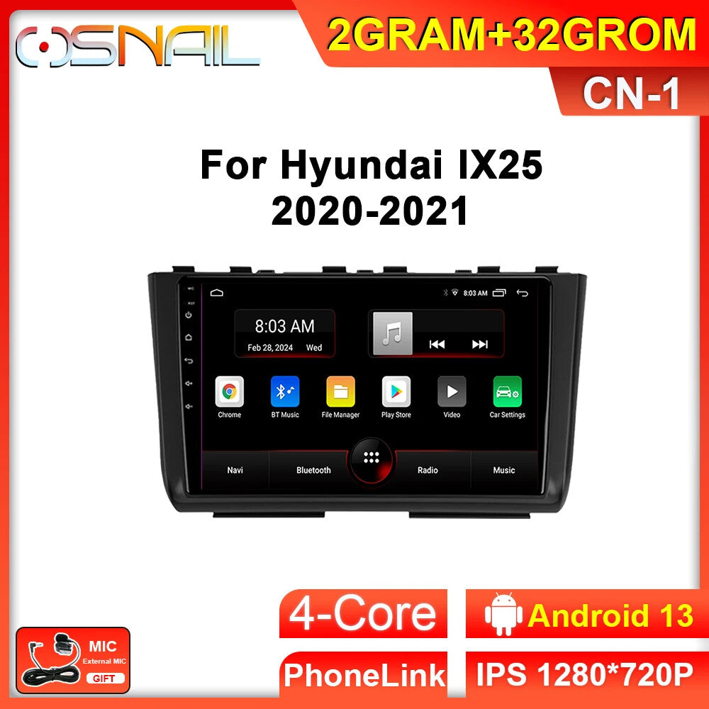 for Hyundai Creta 2 ix25 2020-2021 Car Radio Carplay Stereo Player GPS Screen