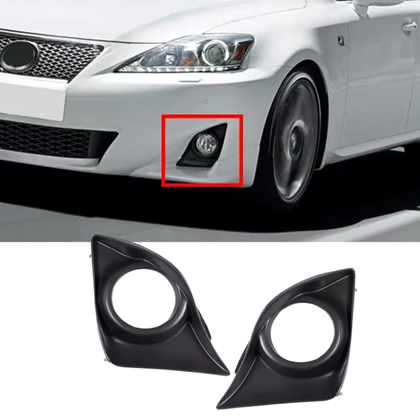 fit for Lexus IS250 IS350 2011-2013 2PC Front Fog Light Lamp Black Cover Bezel LHRH