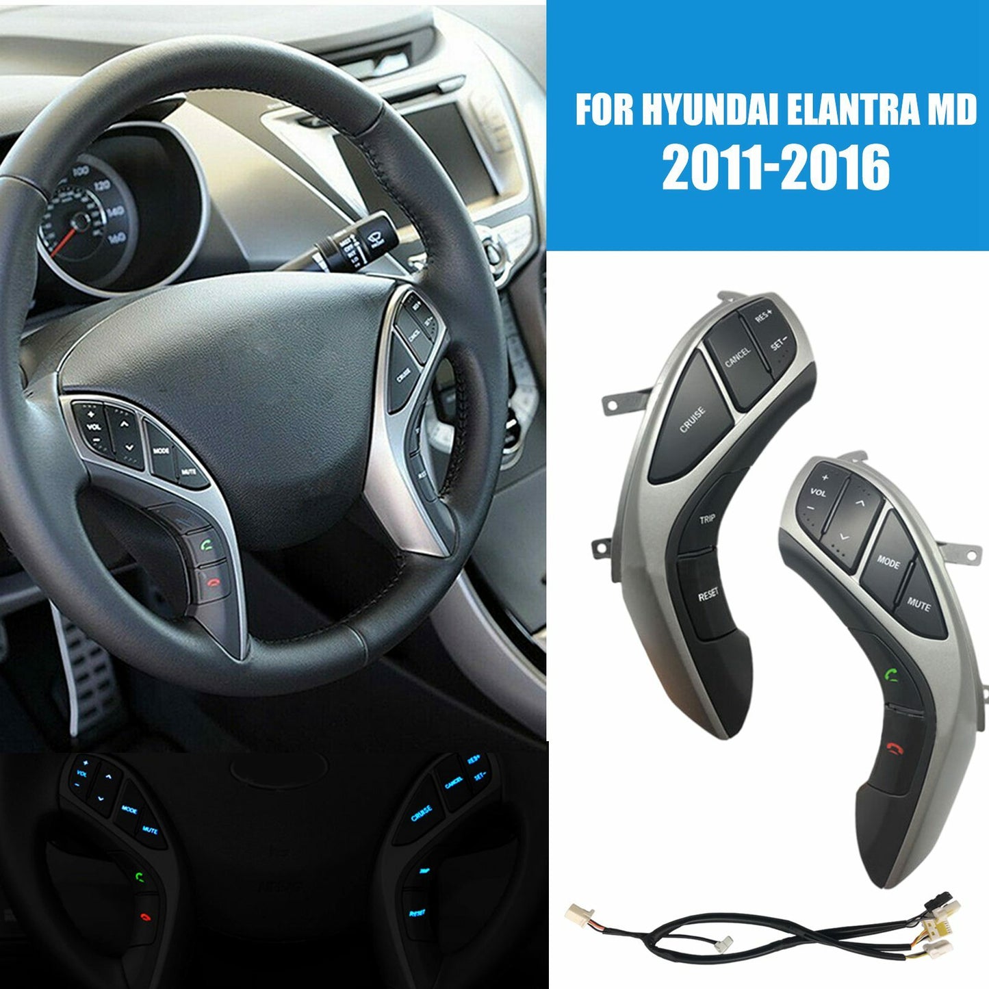 fit for Hyundai for Elantra MD 11-16 Cruise Audio Steering Wheel Control Switch LH+RH AT