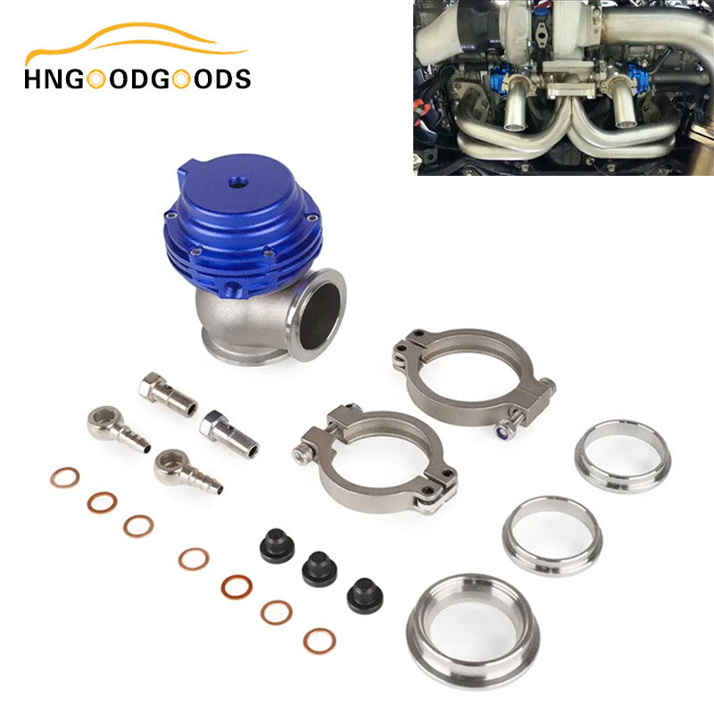 Blue 38mm external turbine Wastegate V-band flange 22PSI for manifold universal use.