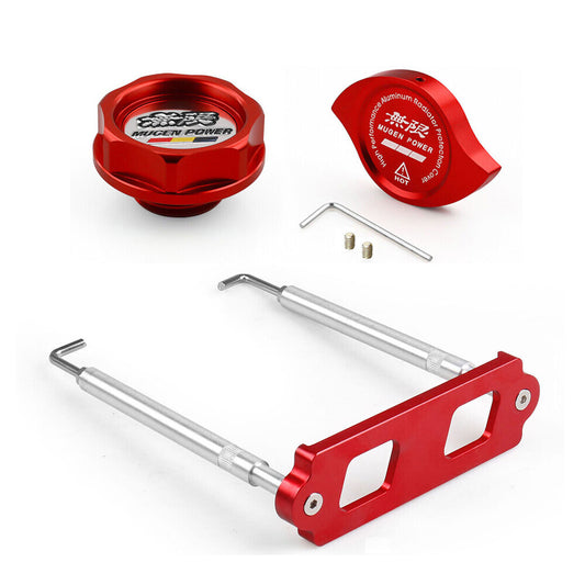 JDM Red Oil Filler Cap Radiator Cap Battery Tie Down for Honda for Civic for Acura