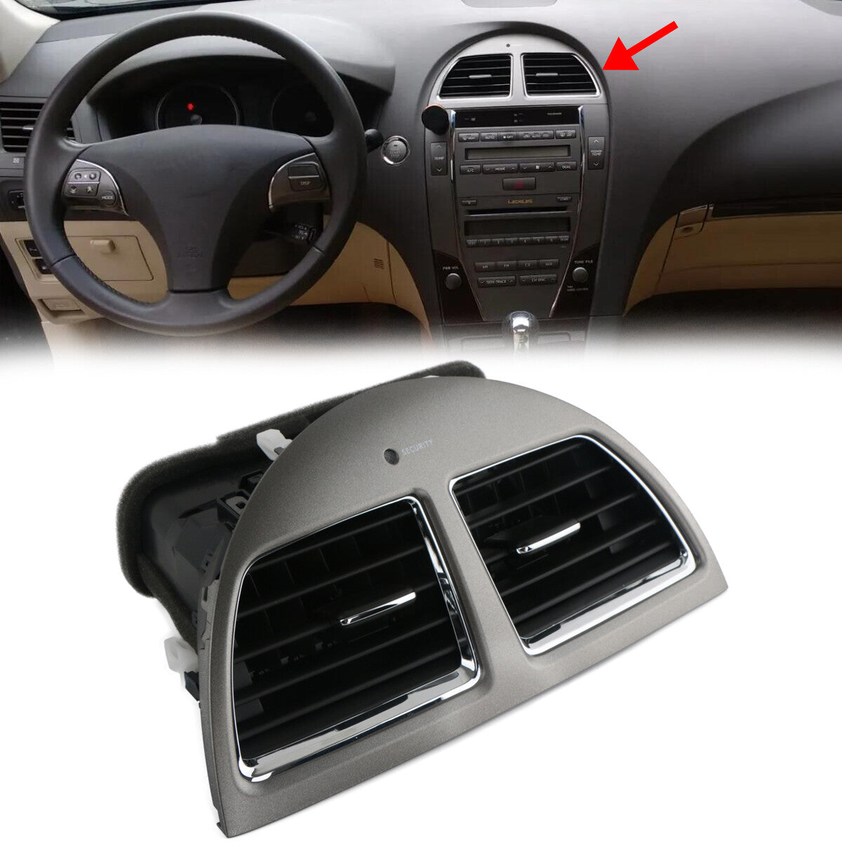 Car center dashboard air conditioning socket ventilation panel with chrome ring suitable for Lexus ES350 2007-09