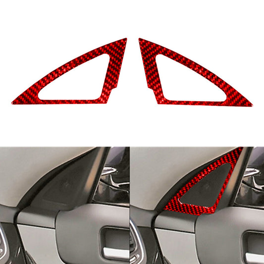 2X Red Carbon Fiber Door Speaker Outer Frame Cover Trim for KIA Cadenza 2014-16