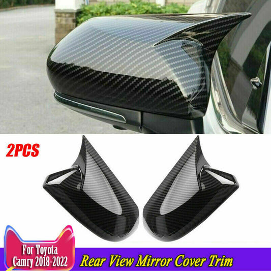 for Toyota for Camry 2018-2023 Carbon Fiber ABS Rear View Mirror Ox Horn Cover Trims