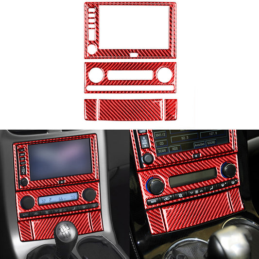 6Pcs Red Carbon Fiber Center Control Cover Trim for Chevrolet for Corvette C6 Type B