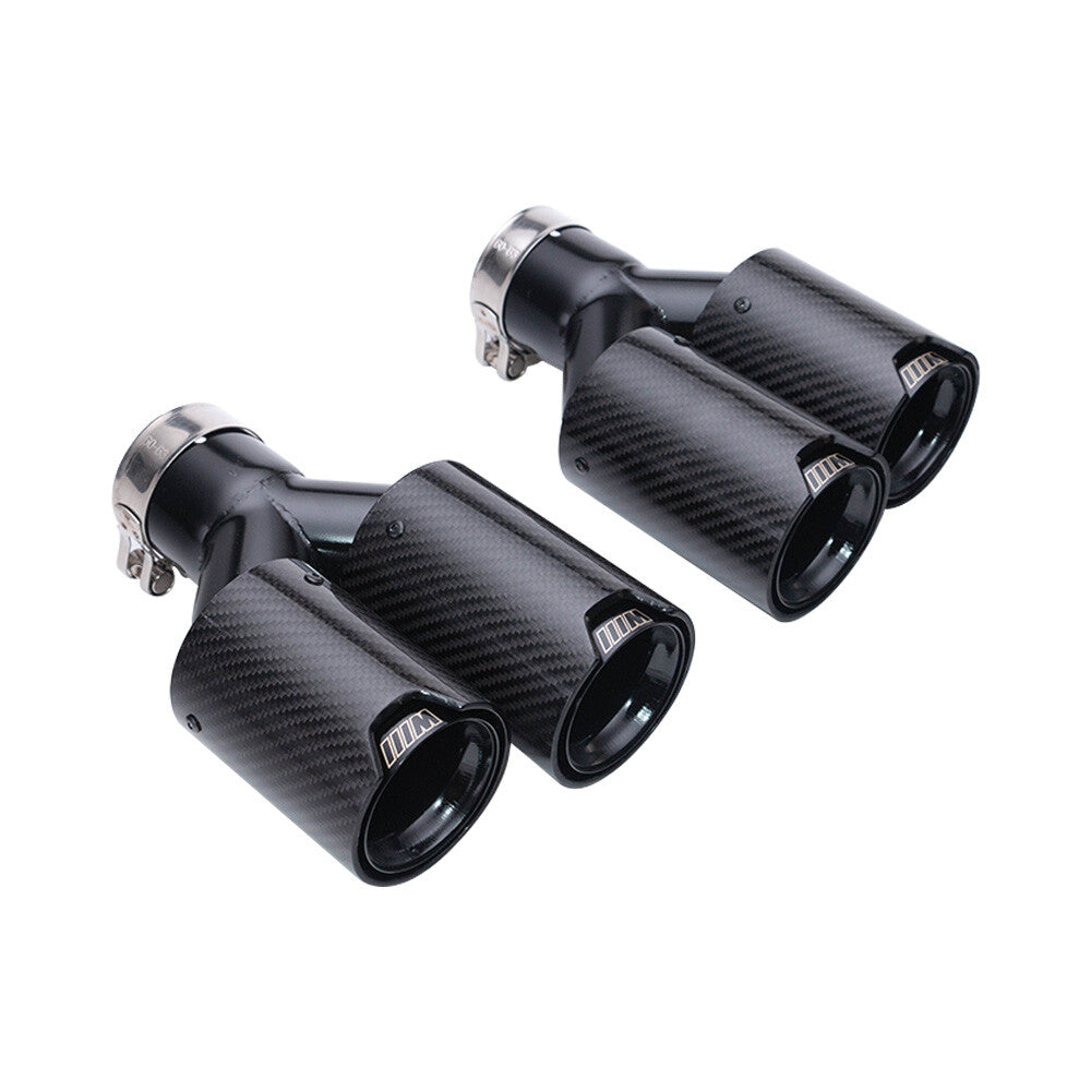 2.5 63mm iD 89mm OD Carbon Fiber Car Exhaust Pipe Dual End Tip for BMW Y Style