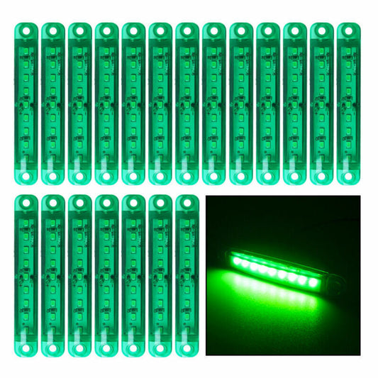 20x 4 Green LED Bus Truck Trailer Side Marker Indicators Lights Waterproof 12V