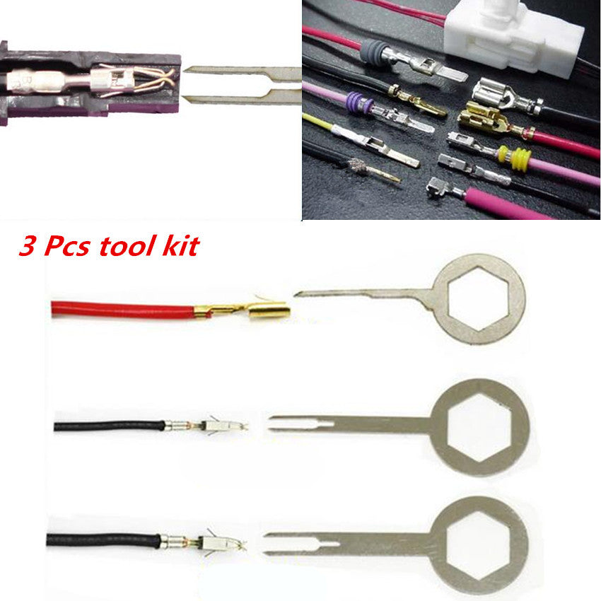 3Pcs Car Suv Electrical Terminal Wiring Crimp Connector Pin Removel Key Tool Kit