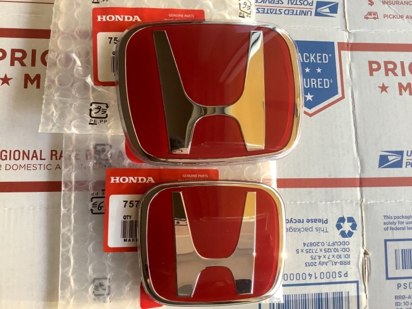 2pcs set for Honda Fit GE 09 - 13 JDM Red H Front Rear Type R grille emblem logo