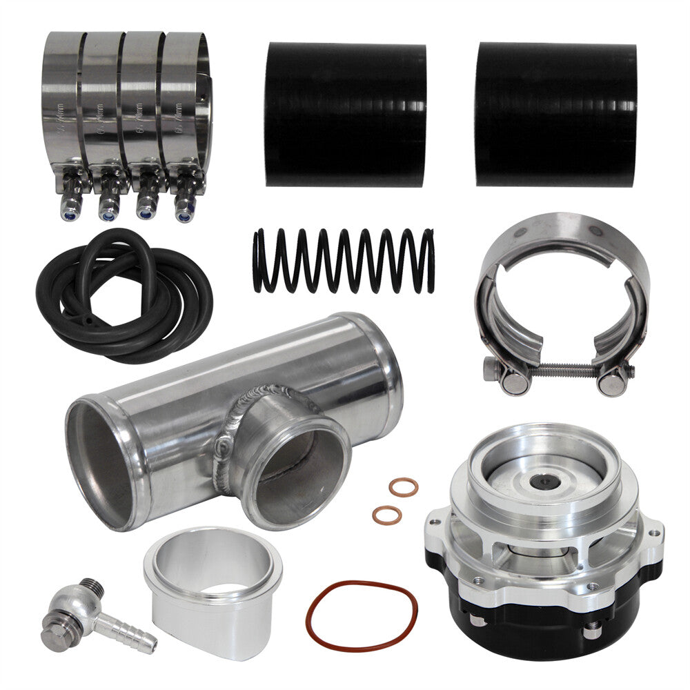 50MM 35PSI Boost V-Band Turbo Blow Off Valve BOV+2.5'' Flange Pipe Hose Kit BK