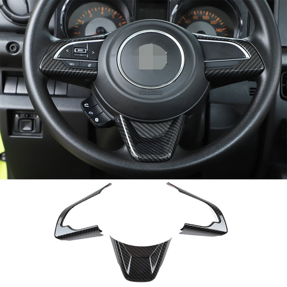 Interior Steering Wheel Panel Trim Fit for Suzuki for Jimny 2019-23 ABS Carbon Fiber