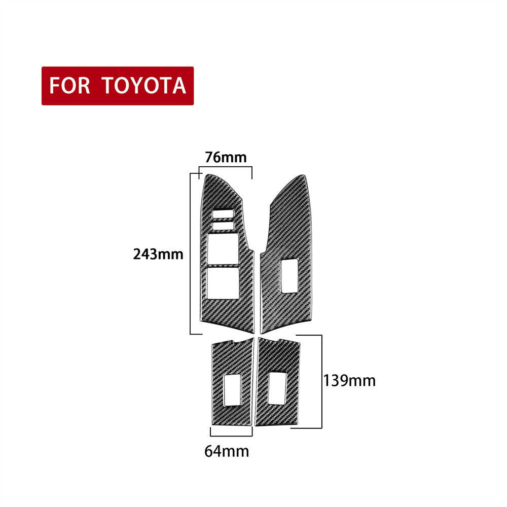 4¡ÁCarbon Fiber Window Lift Switch Button Panel Trim For T@yota for Corolla 2014-2018