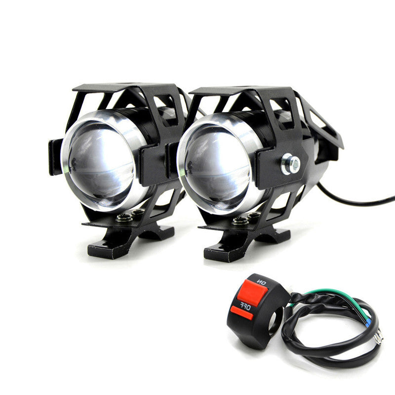 Motorcycle LED Headlight Driving Spotlight Spot Head Lamp Fog Light With Switch