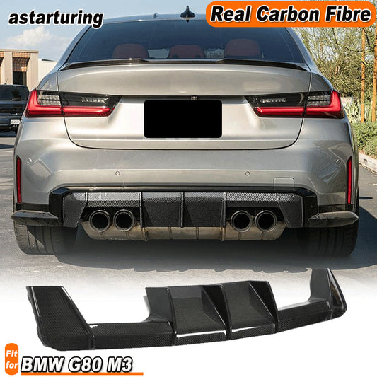 for BMW G80 M3 Sedan 2021-23 REAL CARBON FIBER Rear Bumper Diffuser Lip Spoiler