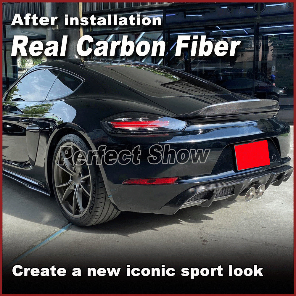 for Porsche 718 Cayman 2016-19 REAL Carbon Rear Bumper Diffuser Spoiler