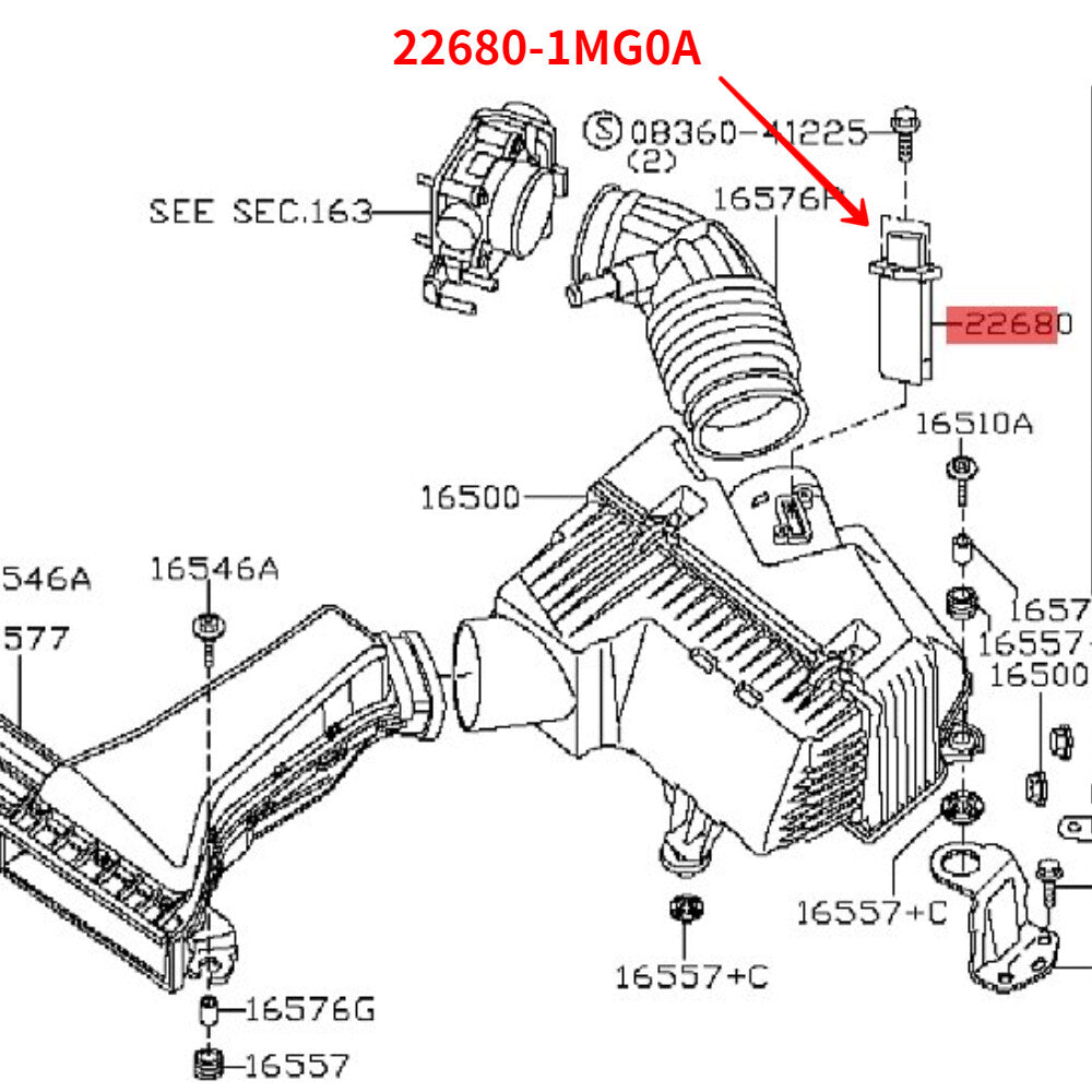 226801MG0A for Volkswagen airflow sensor suitable for Nissan Sentra, for Infiniti M35hL, QX60, Q50, and 70-.