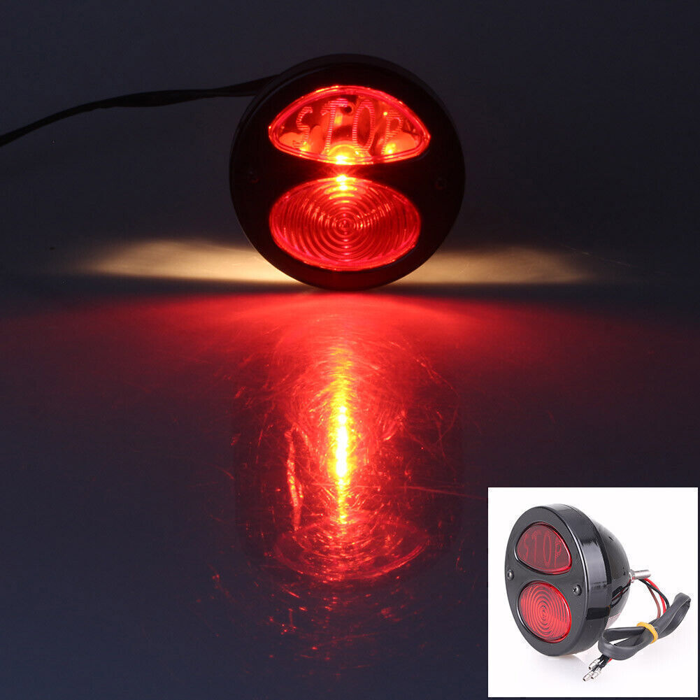 Fit for Harley Chrome Black Model A Retro LED Brake Stop Taillight Duolamp Lamp