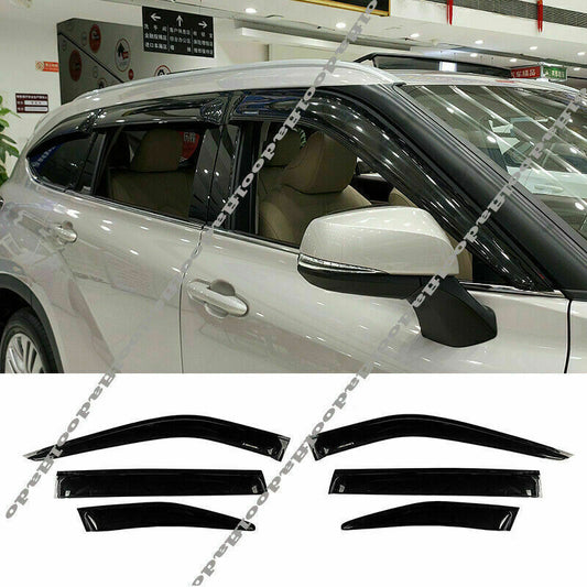 smoke Car Window Visor Vent Shades Sun Rain Guard for Toyota Highlander 2020-24