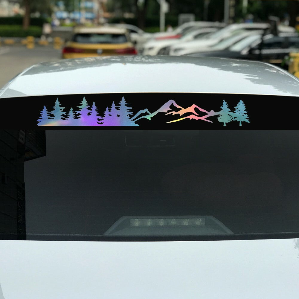 Banner Sticker Vinyl Decal Tree Mountain Graphics Laser For Car Front Windshield