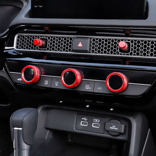 7pcs for Honda for Civic 2022 2023 Dashboard Console Knob Red Trim Cover
