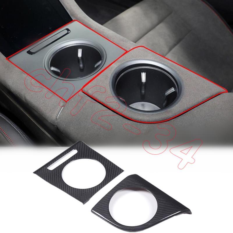 for Porsche Taycan 2020-2023 Dry carbon Front for seat water cup frame Cover Trim