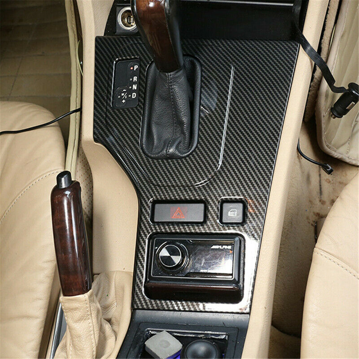 Carbon ABS Central Console Gear Shift Panel Cover for BMW 5 Series E39 1998-2001