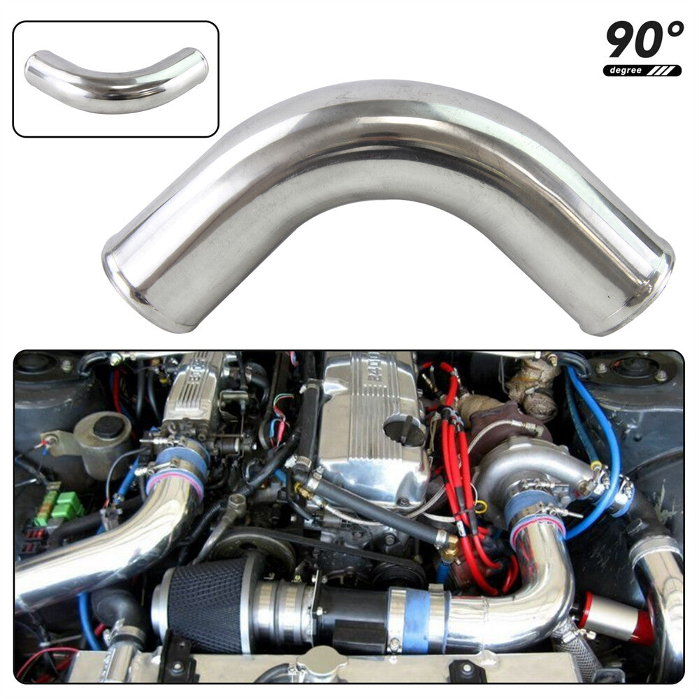 90 Degree 60mm 2.36 Aluminum Intercooler Intake Pipe Piping Tube Hose Silver