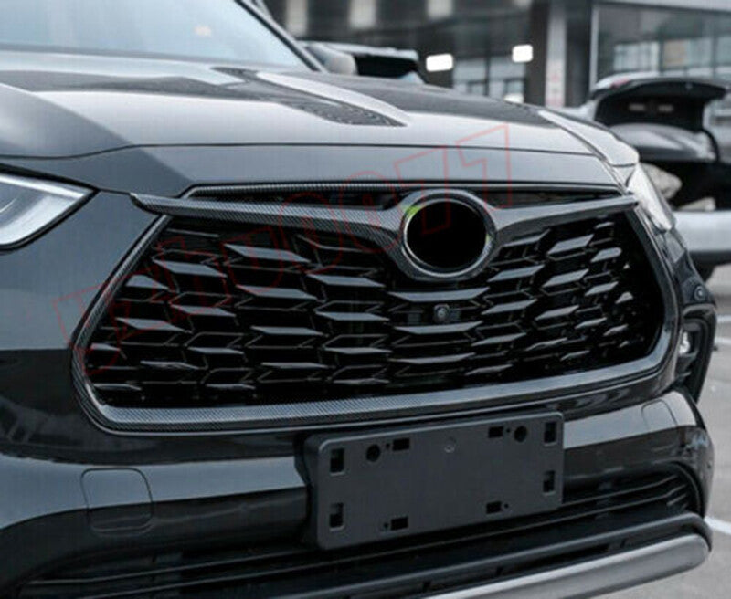 New for Toyota Highlander 2020-2023 Carbon Fiber Front Grille Frame Cover Trim
