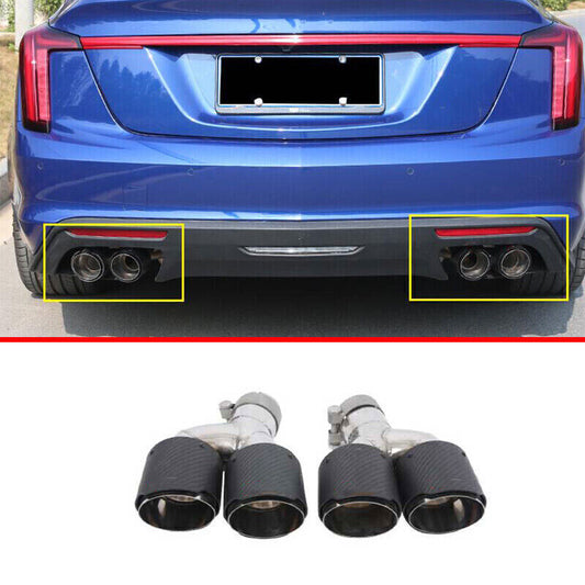 for Cadillac CT5 2020-24 Carbon+Stainless Rear Exhaust Muffler Tip Tail Pipe 2X