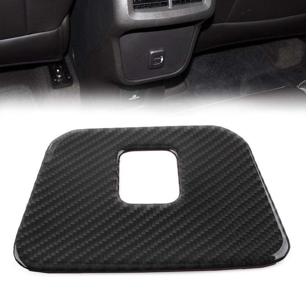 for Chevrolet Equinox 18-21 Carbon Fiber Black Rear Armrest USB Panel Cover Trim