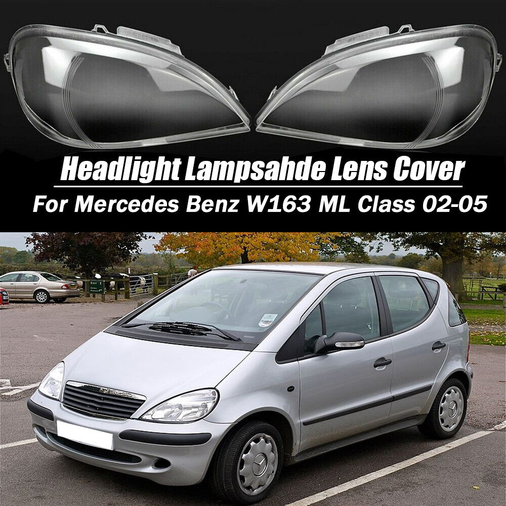 A pair of headlight lens covers for Mercedes-Benz W163 ML-Class 2002-2005.