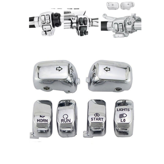 Chrome Hand Control Switch Housing Caps Button Cover for Harley Touring 96-13