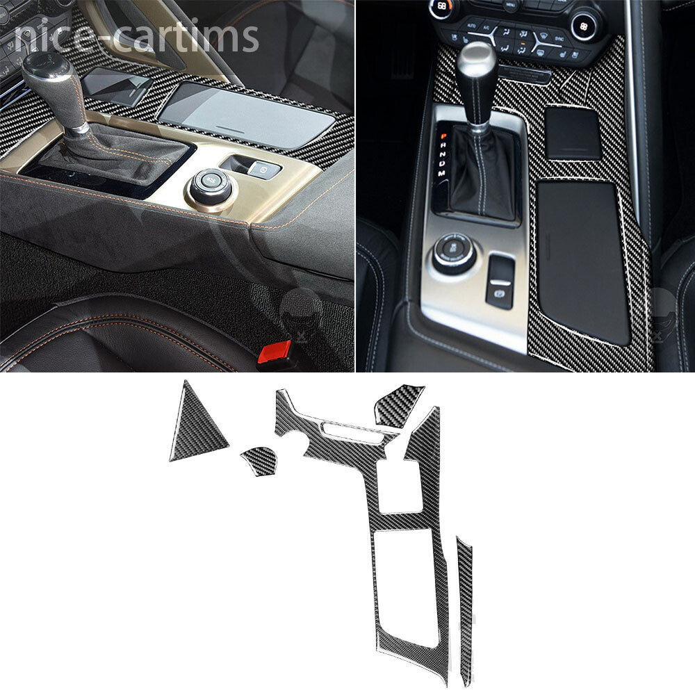 5¡ÁCarbon Fiber Gear Shift Cup Holder Panel Cover for Chevrolet for Corvette C7 14-19