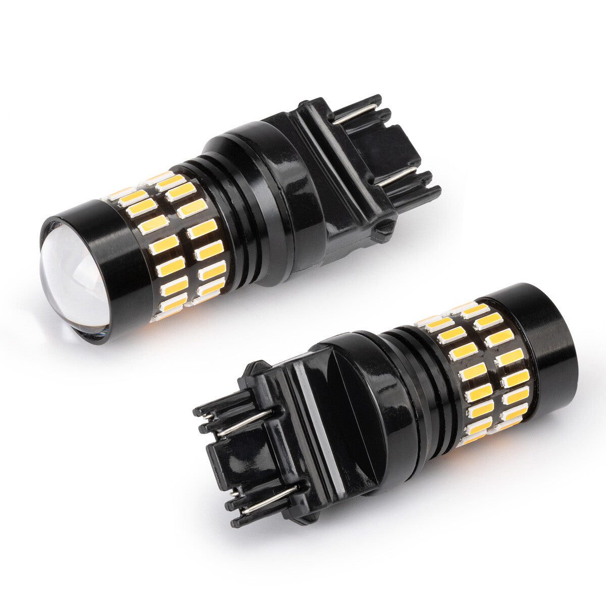 2 pairs of new 4157 3156 3157 LED turn signal bulbs, amber-colored anti-overdrive flashing lights
