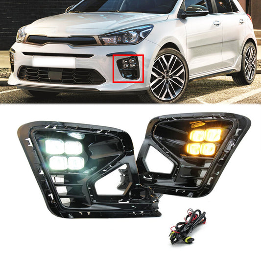 1Pair Front Bumper Fog Light Daytime Running Light LED for Kia Rio 2022 2023