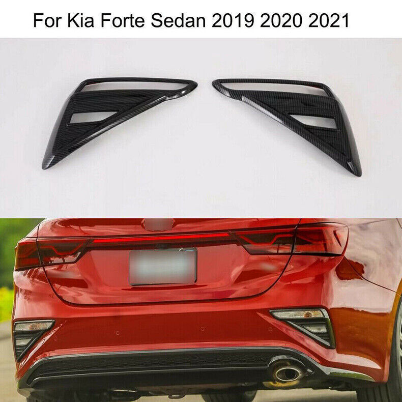 2X Carbon Fiber Look Rear Fog Light Cover Lamp Mould Trim for Kia Forte 19-2021